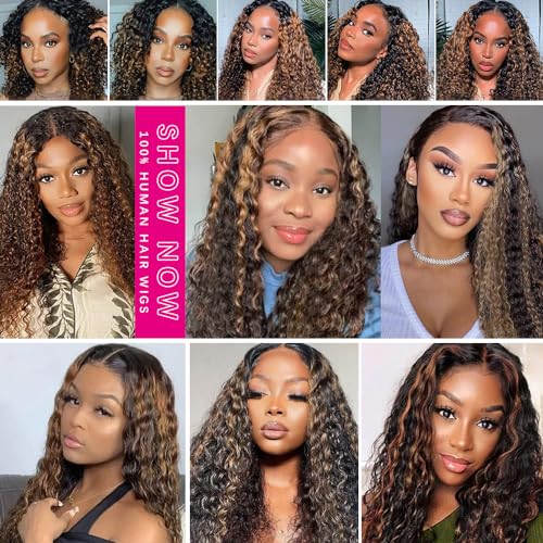 Lucasar FB30 Deep Wave U Part Human Hair Wigs for Black Women 180% Density Glueless U Shape Half Wig 180% Density Wig No Leave Out Lace Glueless Deep Curly Upgrade U Part Wigs (22 inch, FB30)