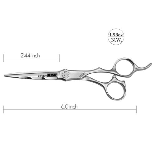 Wet and Dry Cut Professional Hair Cutting Scissors Barber Shears Japanese Aichi SUS440C Stainless Steel Salon Haircut (6.0" Wet&Dry Cut)