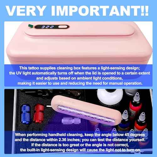 Pink Tattoo Tool Box - Light Design, One-Touch Start, Auto Timer Shutoff - Organizer and Storage for Tattoo Equipment