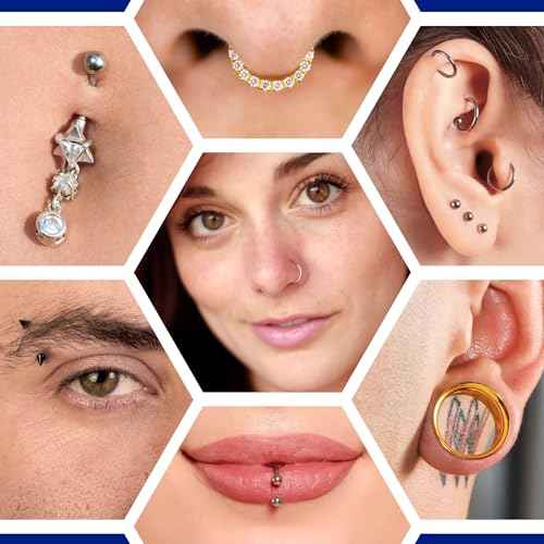 BodyJ4You Piercing Aftercare Spray Keloid Bump Removal Piercing Hole Cleaner - Earring Hole Cleaner Piercing Floss Ear Hole Cleaner - Natural Saline Wound Wash - Pierced Ears Nose Cleaning Kit