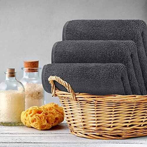 Utopia Towels 12 Pack Premium Wash Cloths Set, 12 by 12 Inches, 100% Cotton Ring Spun, Highly Absorbent and Soft Feel Washcloths for Bathroom, Spa, Gym, and Face, Grey
