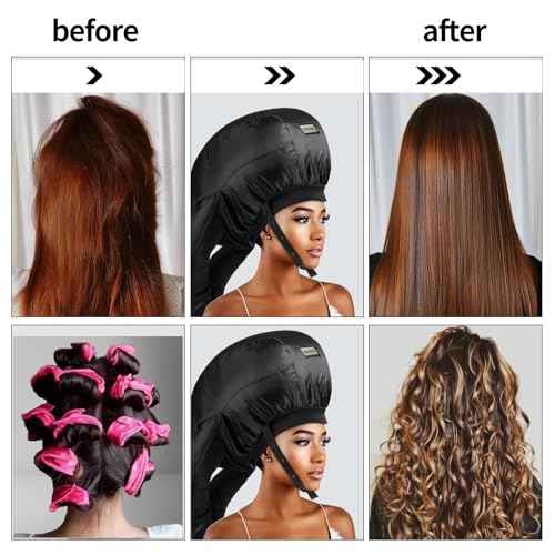 Hooded Hair Dryer Bonnet,Upgraded Dual-Tubes Even Heat Blow&Speed up Thick or Curly Hair Drying, Deep Conditioning at Home,Portable&Universal Diffuser Attachment Cap(Size L)