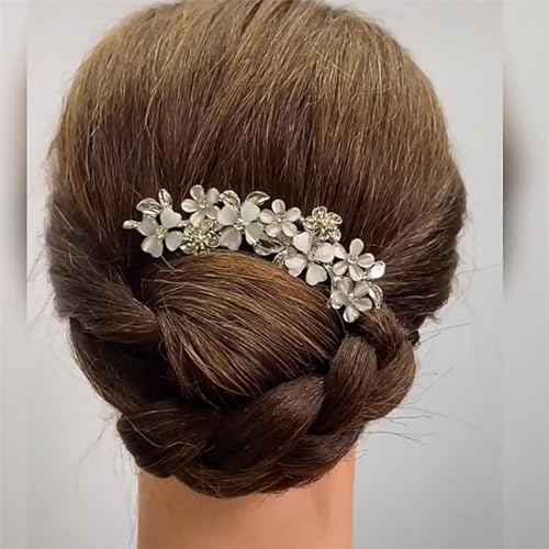 4 PCS Flower Rhinestones Hair Combs Accessories Wedding Crystal Opal Hair Side Combs Long Teeth Slide Hairpins Barrettes Clips Butterfly Hair Accessories for Women