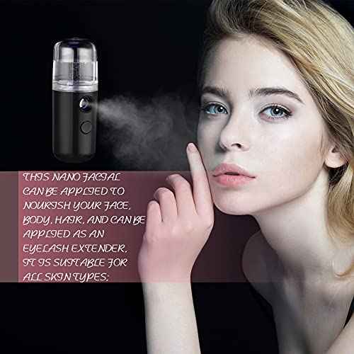 Honoson 2 Nano Facial Mister Sprayer Portable Face Nano Mister for Eyelash Extensions USB Rechargeable 1 oz Handy Skin Care Machine for Face Hydrating, Daily Makeup(Black and White)