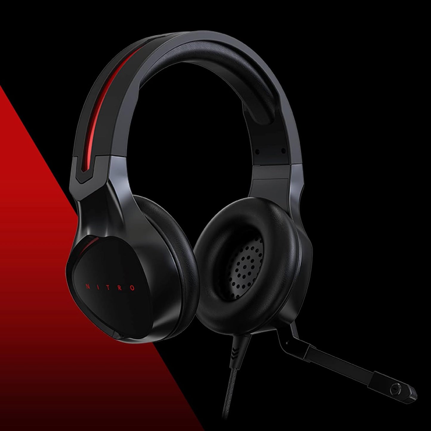 Acer Nitro Gaming Headset II: 50mm Drivers | Retractable Omni-Directional Noise-Canceling Microphone with On-Cable Controls | Over-Ear Design with RGB Lights, (Pack of 1)