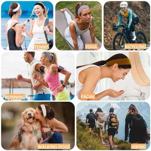 Tobeffect Headbands for Women Non Slip Trendy Womens Headbands 7PCS Elastic Hair Bands for Women's Hair Workout Sweat Head Bands Soft Thick Cotton Cloth Headband for Yoga Running Sport