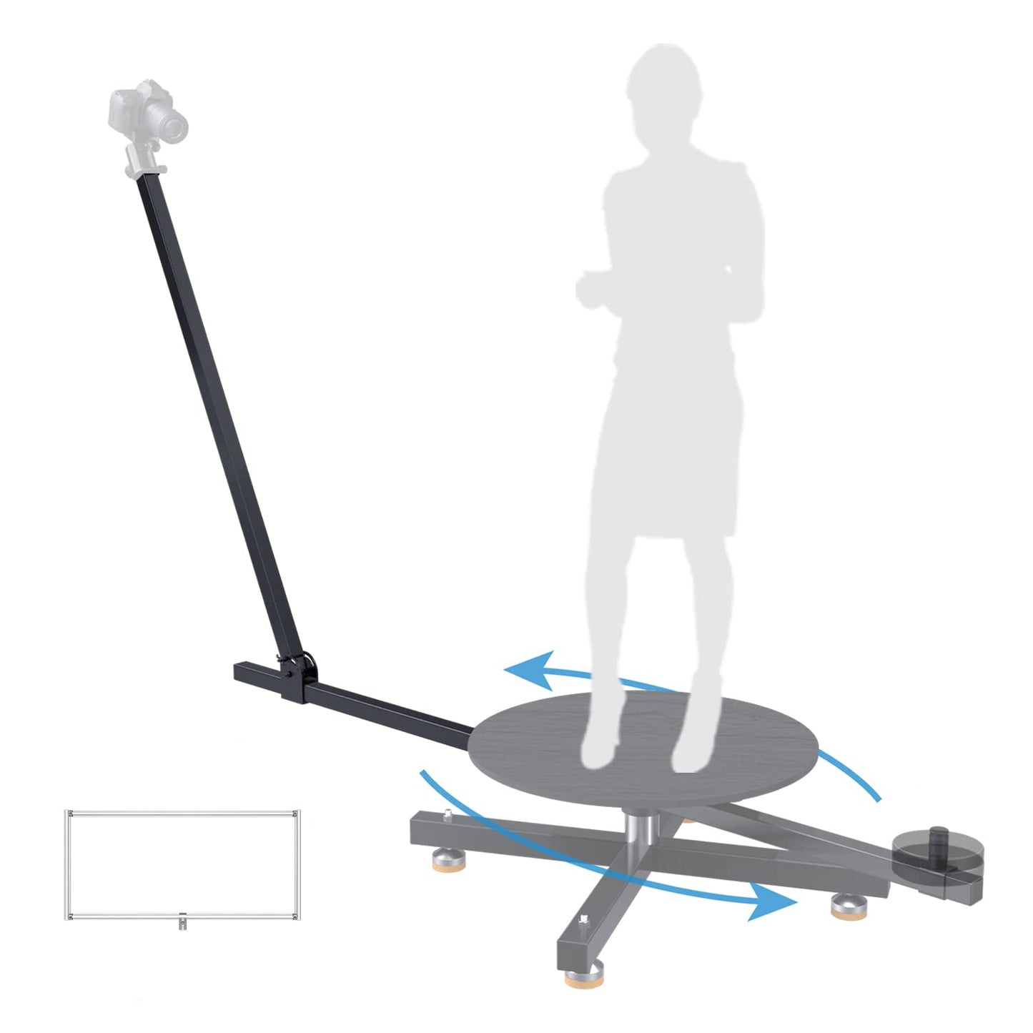 【Not Include Spinner】 RAUBAY 360 Degree Spinner (Standard Version) - Extension Kit, 48" Extension Poles & 20"x41" Background Bracket for Portrait, Selfie, 3D Body Scanning, Commercial Photography