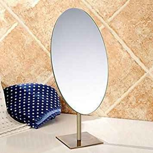 GURUN Large Oval Tabletop Vanity Mirror 7x12 Antique Brass Luxuries Makeup Mirror with Stand for Jeweller's M2017