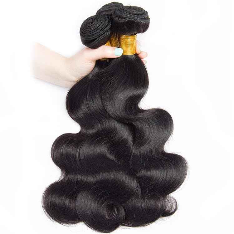12A Human Hair Bundles 18 20 22 Inch Body Wave Bundles Human Hair, hair extensions real human hair Natural Black Wavy Human Hair Extensions 1B Bundles for Women(body 18 20 22)
