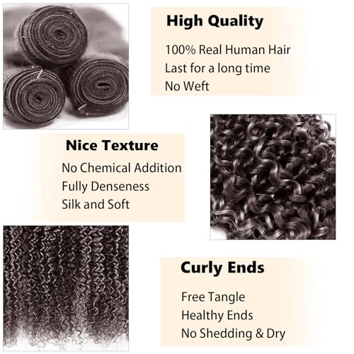 Fabimiya P4/GREY Human Hair Bundles 18 20 22 inch Jerry Curly Wave Human Hair Bundles Highlight Chocolate Grey Unprocessed Soft Sewn In Hair with Double Weft for Black Women