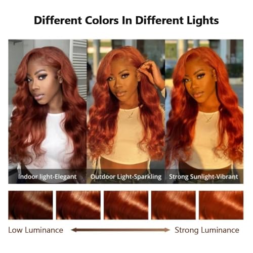 Orange Ginger Wig Human Hair 13x6 Body Wave Lace Front Wigs Human Hair 350# Colored Ginger Transparent HD Lace Front Wig Pre Plucked Glueless Human Hair Wigs 18 Inch