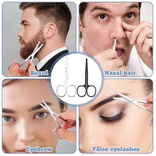 4 Pcs Nose Hair Scissors, Rounded Tip Eyebrow Scissors Stainless Steel Blunt Tip Trimmer Will Not Hurt the Nasal Cavity for Nose Eyebrow Eyelashes Trimming Mustache Beard Grooming