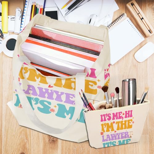 I'm the Lawyer, Lawyer Gifts, Legal Practitioner Gift£¬2PCS Makeup Cosmetic Bag Canvas Tote Bag Beach Bag for Shopping Work Office Gifts for Women Lawyer Paralegal Prosecutor Birthday Christmas
