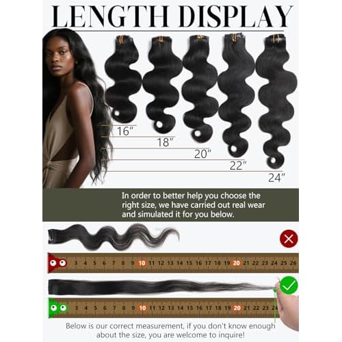 Loxxy Body Wave Clip in Hair Extensions, 20 Inch Natural Black Body Wave Seamless Clip Ins Human Hair Extensions #1B 7Pieces 110g PU Weft Easy Application