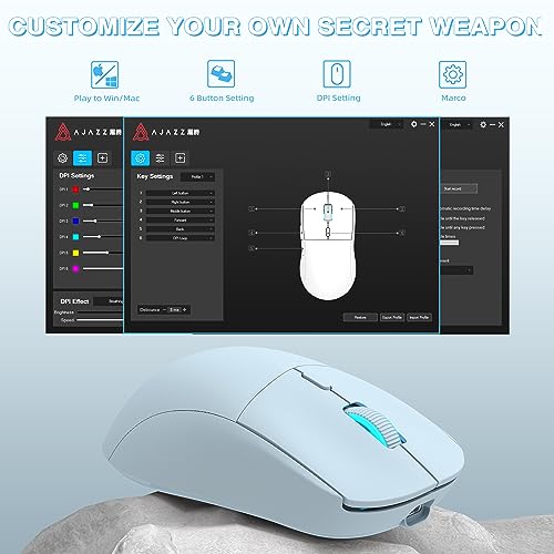 AJAZZ AJ199 Wireless Gaming Mouse,59G Ultra Lightwieght-Huanuo Micro Switch-26K PAW3395 Sensor-40Hrs Battery Life-2.4G/USB-C Mouse Gaming -Wireless Computer Mouse 6 Programmable Buttons,100% PTFE Feet