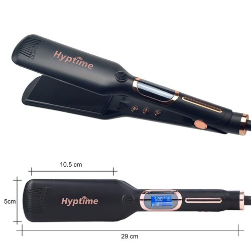 HYPTIME Wide Flat Iron Titanium Straightener Digital Display to Accurately Control Temperature, 2 Inch for Thick & Curly Hairs Professional, Dual Voltage 500°F Fast Heating for Black Hair Friendly