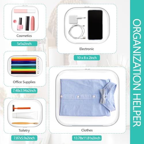 12 Pack Clear Hard Zipper Cases Transparent Hard Plastic Zipper Pouches Durable PVC Makeup Bags Cosmetic Snack Storage Organizer, Travel & Home Essentials