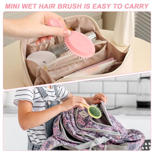HOFASON 28 Piece Bulk Mini Wet Hair Brush, Women Bridesmaid Gift Toddler Girls Women Small Travel Detangling Brushes Set, Teen Girl Party Favors, Stocking Stuffers, 7 Colors