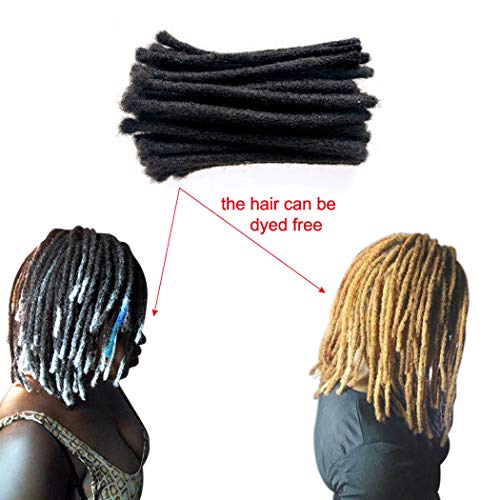 BESHINNAAUL Human Hair Handmade Permanent Dreadlocks Natural Black #1B Locs extension Small Size(diameter 0.4cm) 12inch 40 Strands/Pack