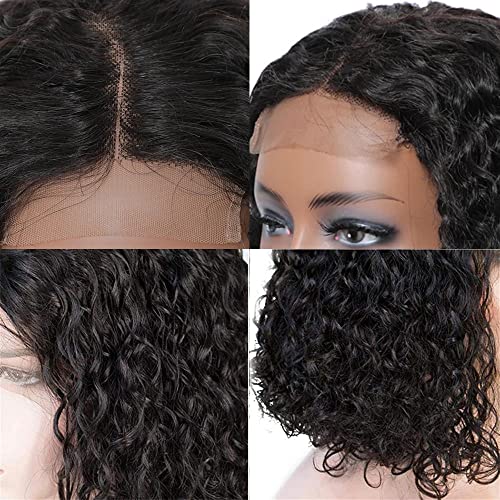 Real Human Hair Closure Wig - 4x4 Curly Wig for Black Women, 26Inch Lace Front, Glueless, Pre Plucked with Baby Hair, 150% Density, Natural Color