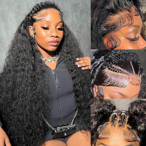 Deep Wave Lace Front Wigs Human Hair 13x6 HD Lace Front Wigs Human Hair Pre Plucked 210% Density 20 Inch Natural Color