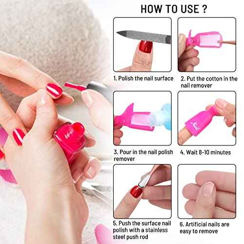 (10 Pcs Pink) Plastic Acrylic Nail Art Soak Off Cap Clip UV Gel Polish Remover Wrap Tool Gel Nail Polish Remover Clips for Fingernail Removal Soak Off Clips Wrap Cleaner Cap Clip