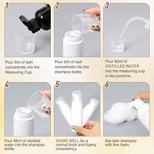 EMEDA Lash Shampoo Concentrate for Eyelash Extensions 100ml Eyelash Extension Cleanser Concentrate Bulk Liquid Kit with Brush Bottle Foam Soap Lash Bath Solution - Makes 20 Bottles 50ml Shampoo (Rose)