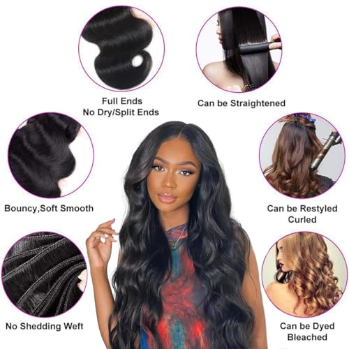 15A Raw Human Hair Bundles Body Wave Human Hair, 14 16 18 inches No Tangle Shedding,Triple Lifespan Indian Virgin Hair,Multiple Washes Keep Texture Silky Soft