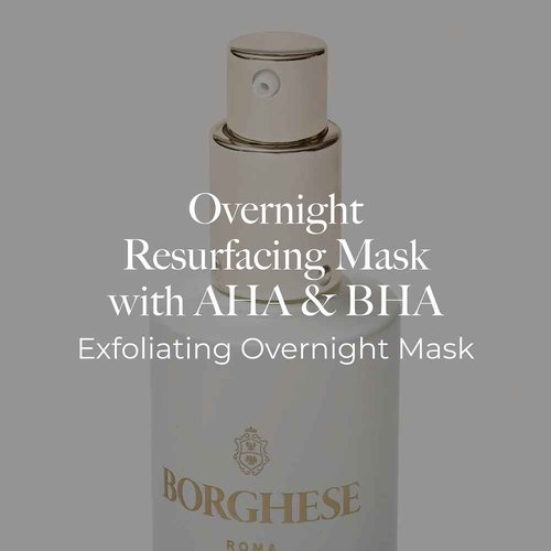 Borghese Overnight Resurfacing Mask With AHA & BHA - Leave-On Exfoliating Mask with Glycolic Acid, Lactic Acid, & Hyaluronic Acid, For All Skin Types