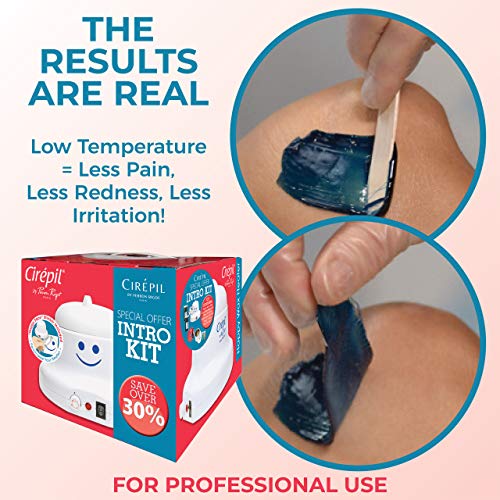 Cirepil - Waxing Kit - Introduction Waxing Kit - Heater, Blue wax Beads, Pre & Post products & an Empty Tin - The Best Temperature for your Cirepil Wax
