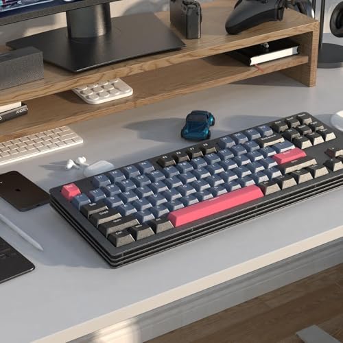 AKC087 Wireless Mechanical Keyboard, 87 Keys Compact TKL Gaming Keyboard, BT5.0/2.4G/Wired 75% Keyboard, RGB Hot Swappable Mechanical Keyboard OEM Profile Yellow Switch for Windows Mac Laptop