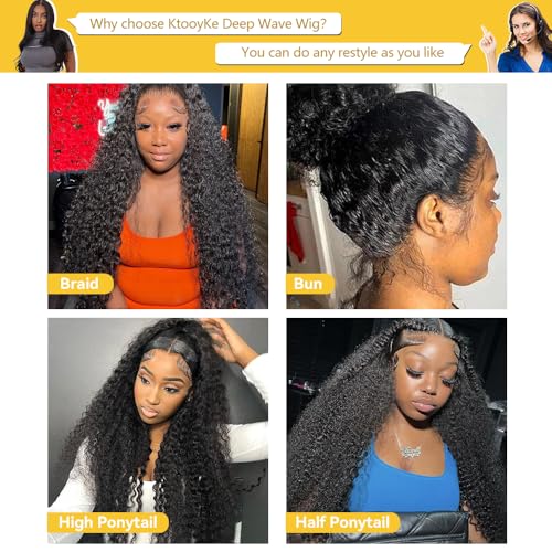 Deep Wave Lace Front Wigs Human Hair for Women 22 Inch Hd Lace Frontal Wig 13x6 Deep Curly Wig Human Hair Lace Front Wigs Pre Plucked 180 Density Natural Color
