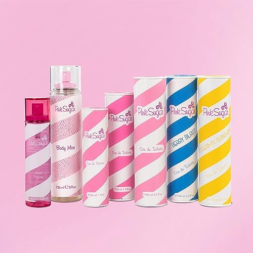 Pink Sugar Eau de Toilette Perfume for Women, Floral + Fruity Scent, Notes of Raspberry, Cotton Candy, and Vanilla, Sweet and Sensual Fragrance