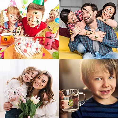 96PCS Camo Temporary Tattoos for Kids - Army Themed Birthday Party Favors, Cute Stickers for Boys & Girls, Fun Gifts, Classroom Prizes, Christmas Party Decorations