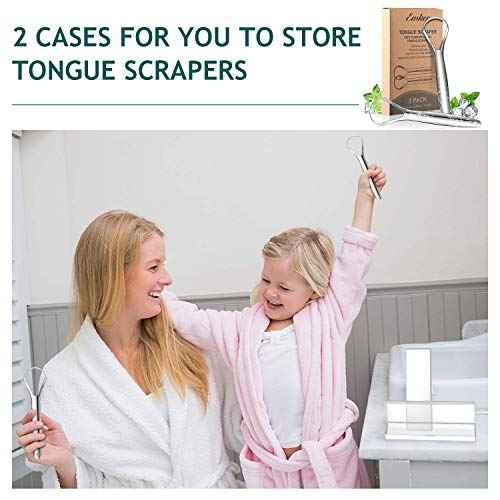 Tongue Scraper (2 Pack), Wide-head Tongue Cleaner with Nice Carrying Box, Easkep 100% Stainless Steel Tongue Scrapers Cleaners, for Men, Women, Adults, Kids
