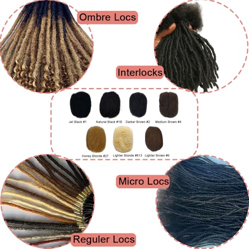 Tight Afro Kinky Human Hair for Dreadlocks,Ideal for Making Locs,Repair Extensions,Twist or Braids 4 Bundles/Package Natural Black #1B 12inch