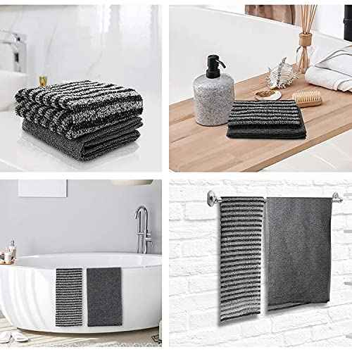 Yiclick Exfoliating Body Scrubber, Back Scrubber for Shower Bath, Japanese Scrub Wash Cloth, Exfoliating Washcloth Towel for Men Women, Body Exfoliator Loofah Luffa Sponge Net Rag Back Washer (Black)