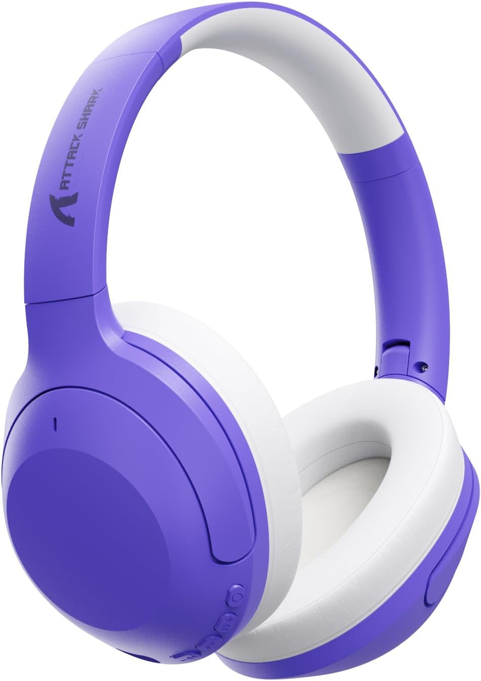 ATTACK SHARK G300 Active Noise Cancelling Wireless Headphones, Ultra Light Foldable Over-Ear Wired/Bluetooth Headset, 20H Playtime, Built-in Mic Hands Free Talking for Travel, Office, Home - Purple