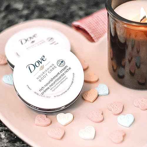 Dove Nourishing Body Care, Face, Hand, and Body Rich Nourishment Cream for Extra Dry Skin with 48-Hour Moisturization, 4-Pack, 2.53 Oz Each Jar