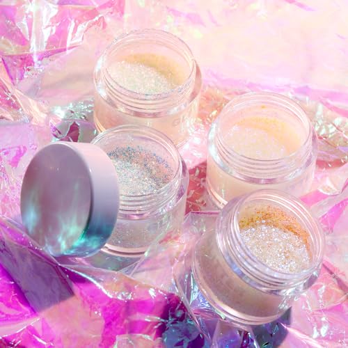 2 Pack Body Glitter Gel - Cosmetic-Grade, Color Changing Christmas Glitter Makeup for Face, Body, and Hair, Safe and Easy to Use, Perfect for Festivals Parties (01 Golden Mirage + 02 Stardust Pink)