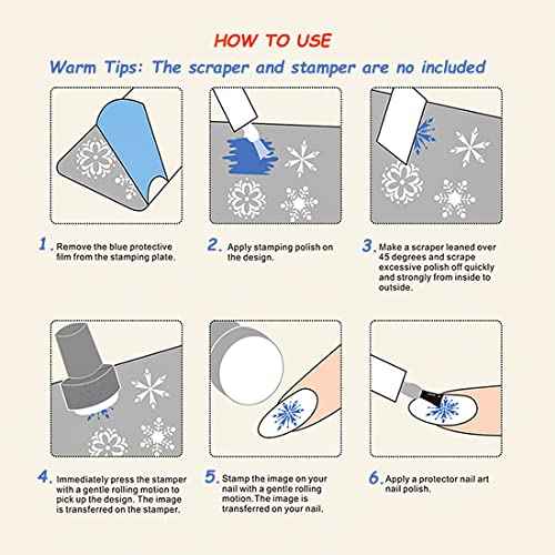 6pcs Nature Theme Nail Stamping Plates Leaf Island Scenery Flower Lace Snake Image Plates Christmas Nail Art Stamping Kit Nail Stamping Plates for Nails(4.72 x 2.36 Inches)