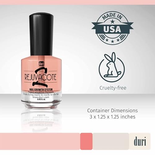 Duri Rejuvacote 2 Nail Growth System Sensitive Formula - Nail Hardener and Strengthener for Brittle, Breaking, Splitting Nail Repair - 0.45 Fl Oz (Pack of 1)