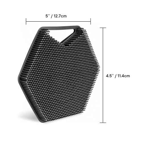 TOOLETRIES Body Scrubber 2.0 ? Premium Silicone Scrubber for Cleaning, Exfoliating Your Skin ? Extra Long Lather Boosting Bristles with Ergonomic Handle, Long-Lasting & Easy to Clean - Charcoal