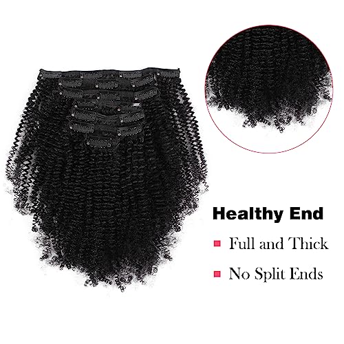 Sassina Remi Human Hair Afro Coily Clip in Extensions 4B 4C Double Wefts For Black Women Natural Color Clip in Hair Extensions 7Pcs per Set With 17 Clips 20 Inch 120 Grams