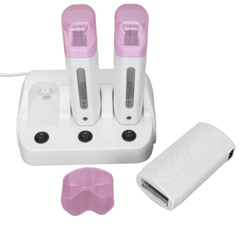Yosoo 3PCS Epilator Machine Set Portable Electric Hair Removal Wax Epilator Machine Kit for Travel Waxing Kits Roll on Cartridge, Hair Removal for Women and Men Waxing