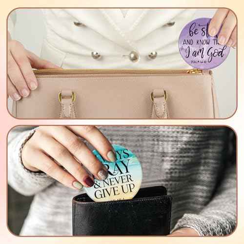 36 Pcs Christian Compact Mirrors for Women Inspirational Bible Verse Scripture Pocket Mirrors Bulk Mini Purse Makeup Mirror for Grandma Pastor's Wife Christmas Thanksgiving Church Party Favor