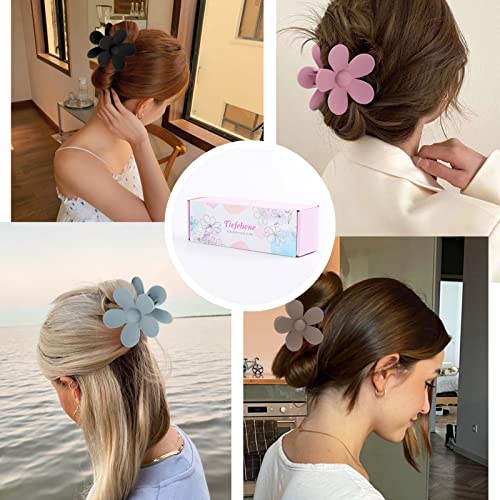 Non-Slip Large Claw Clips for Women - 3.15 Inch Matte Daisy Hair Accessories, Strong Hold for Thick and Thin Hair, 6 Pack