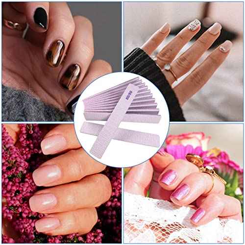80/80 Grit Nail Files, Emery Boards Nail File for Acrylic and Gel Nails, Coarse Nail File Double Sided 80 Grits Emory Professional Filers Reusable Washable Manicure Square Gray