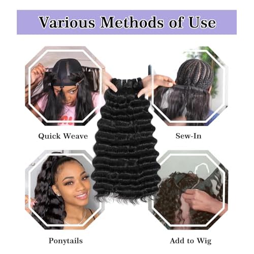 FASHION PLUS Raw Human Hair Bundles, Loose Deep Wave Bundles Human Hair 14 Inch Loose Wave Bundles Human Hair Real Raw Bundles Thick and Soft, Triple Lifespan 1 Bundle