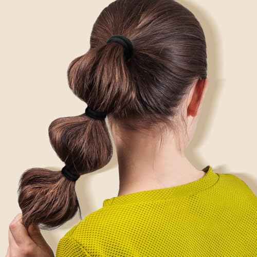 150PCS Hair Ties, IKOCO Black Hair Ties for Women No Damage, Cotton Seamless Ponytail Holders for Thick Hair